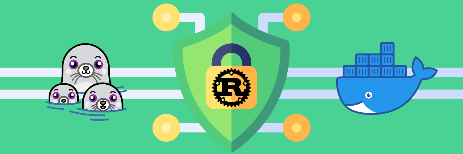 Rust, Docker, Podman, and Cybersecurity Icon
