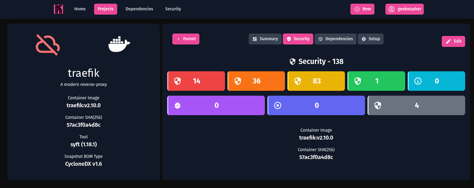 Konarr Project Security Findings Page